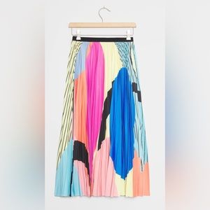 Uma pleated abstract midi skirt